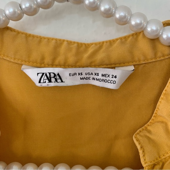 Zara Shirt Dress Mustard Yellow With Ruffled Hem - Picture 13 of 15